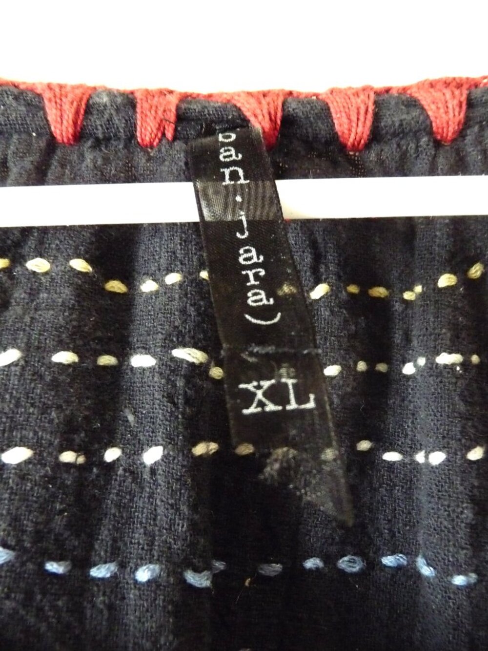 Banjara embroidered black Boho blouse cotton folk XL - Picture 3 of 6
